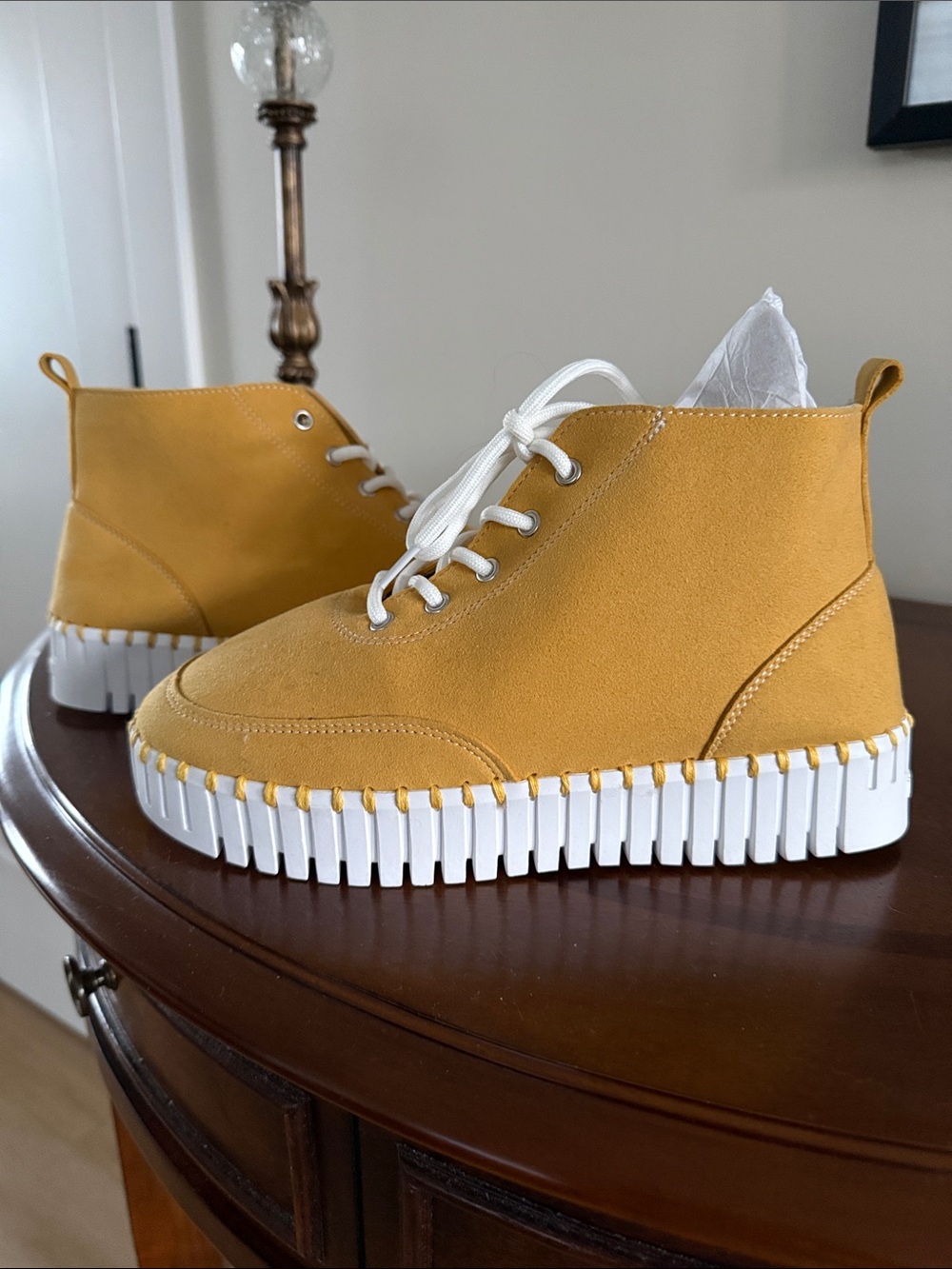 Ilse Jacobsen women Mustard Yellow suede Lace-Up boots - Picture 2 of 5